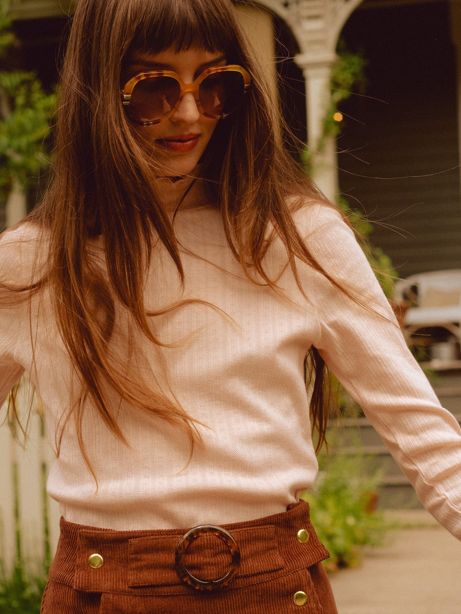 Carmela Pointelle Turtleneck in Spanish Villa