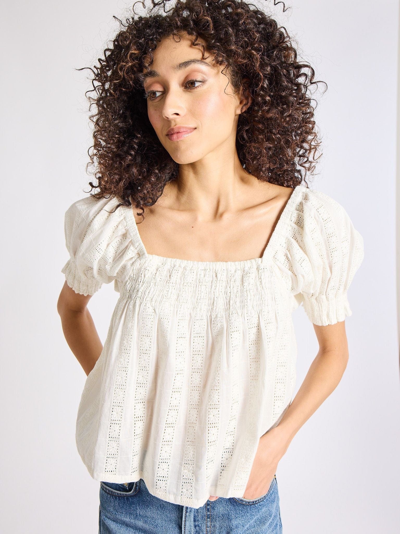 Caro Top in Ivory Eyelet