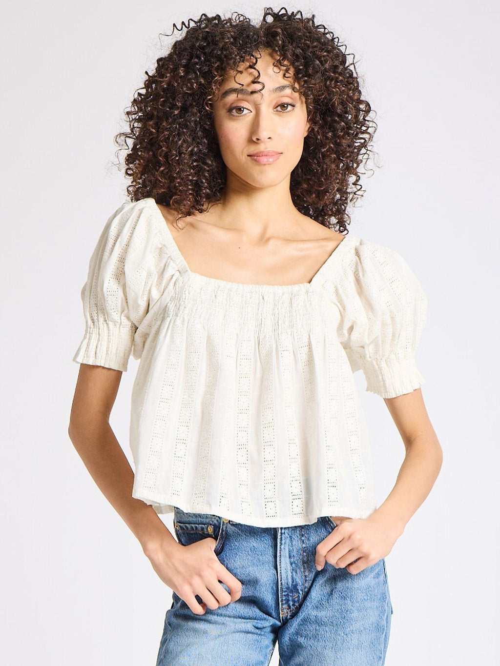 Caro Top in Ivory Eyelet