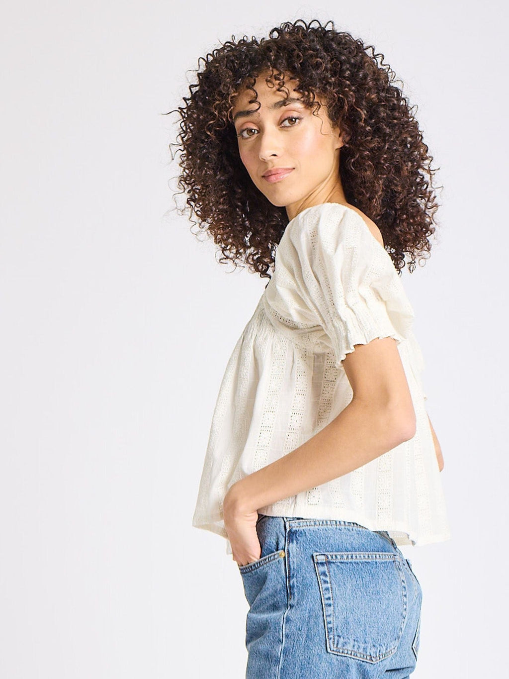 Caro Top in Ivory Eyelet