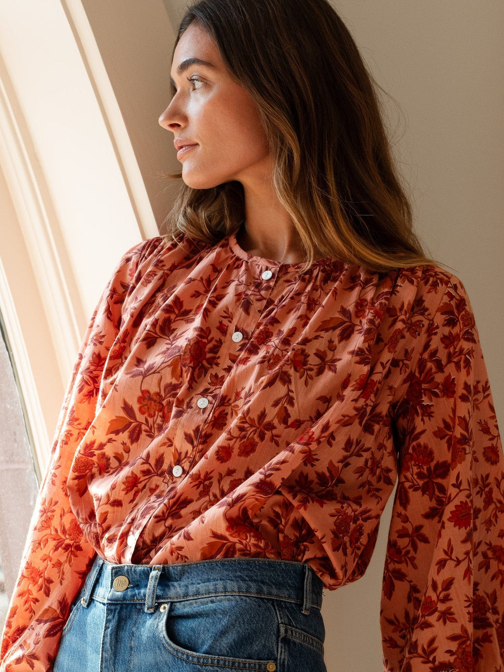 Cecily Top in Peach Montmartre
