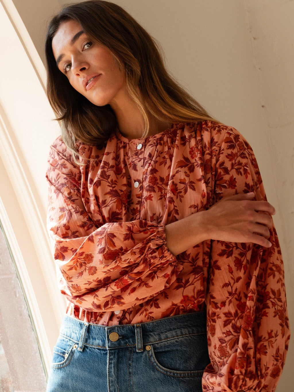 Cecily Top in Peach Montmartre