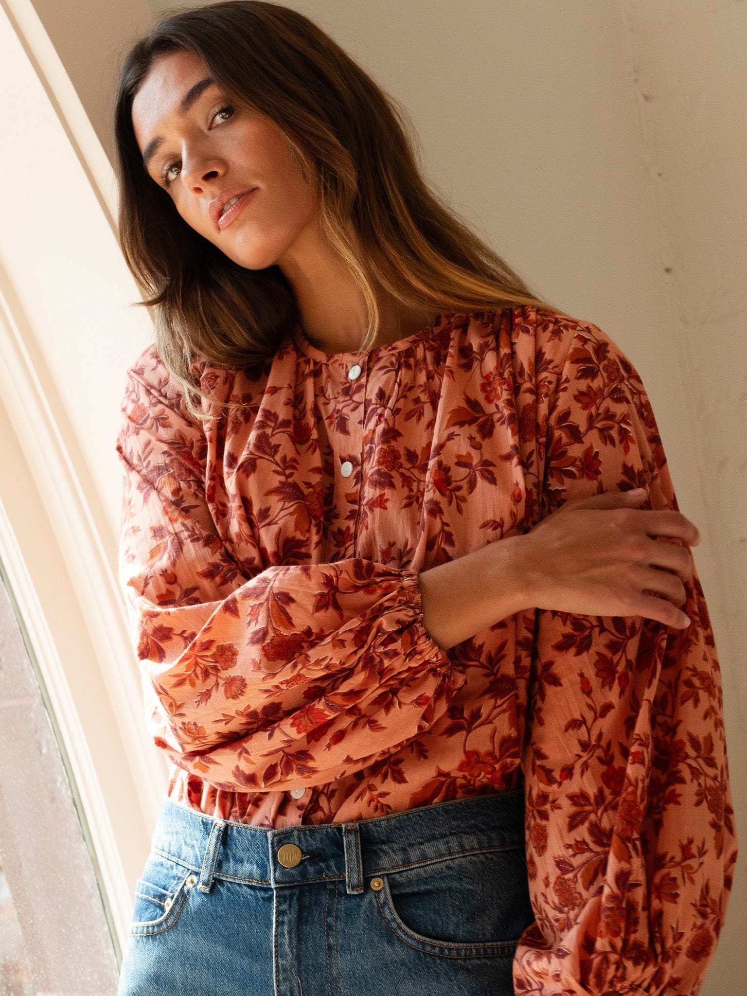 Cecily Top in Peach Montmartre