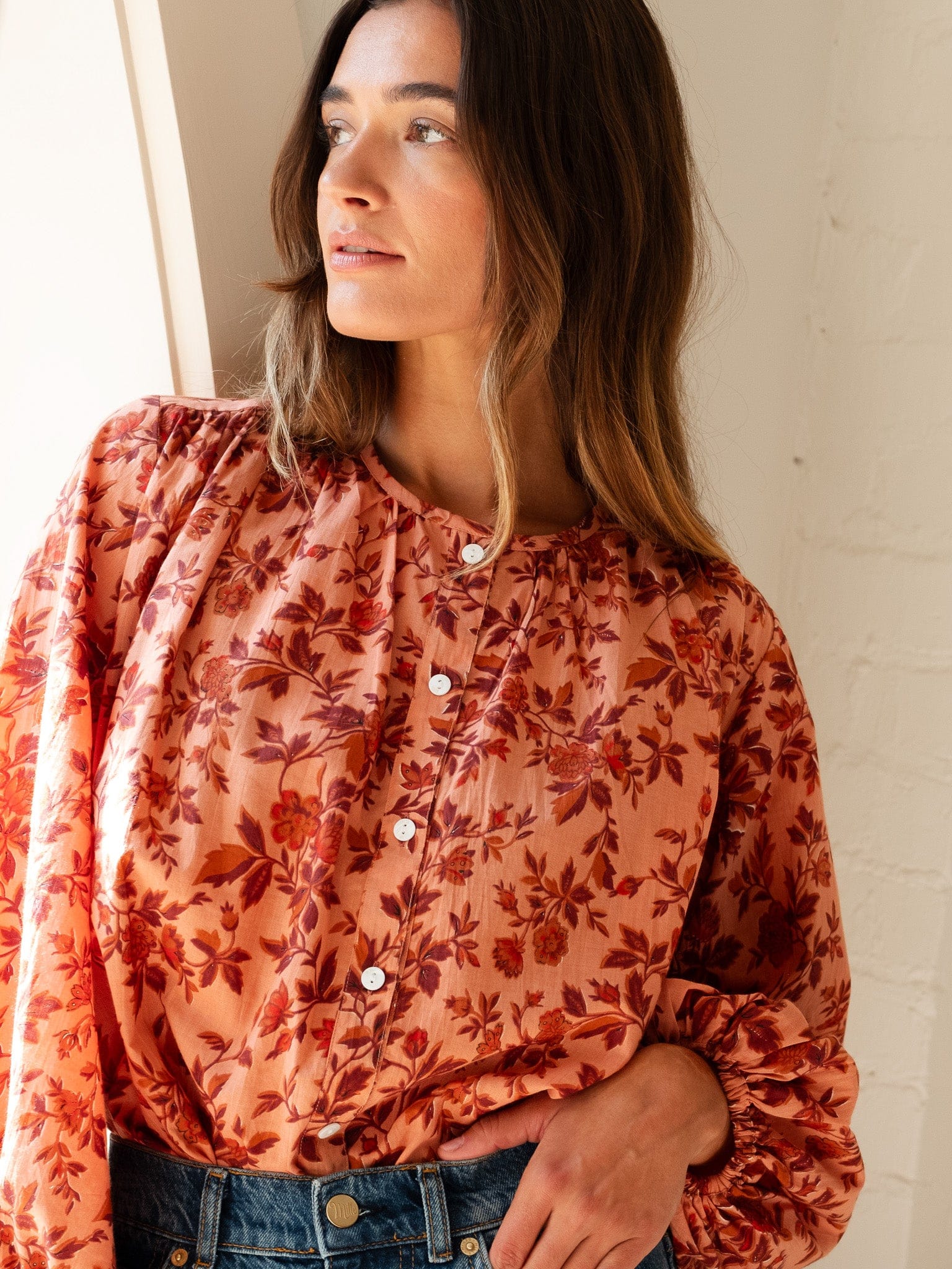 Cecily Top in Peach Montmartre