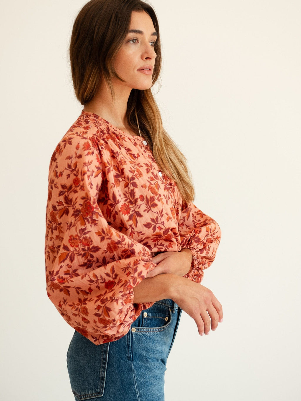 Cecily Top in Peach Montmartre