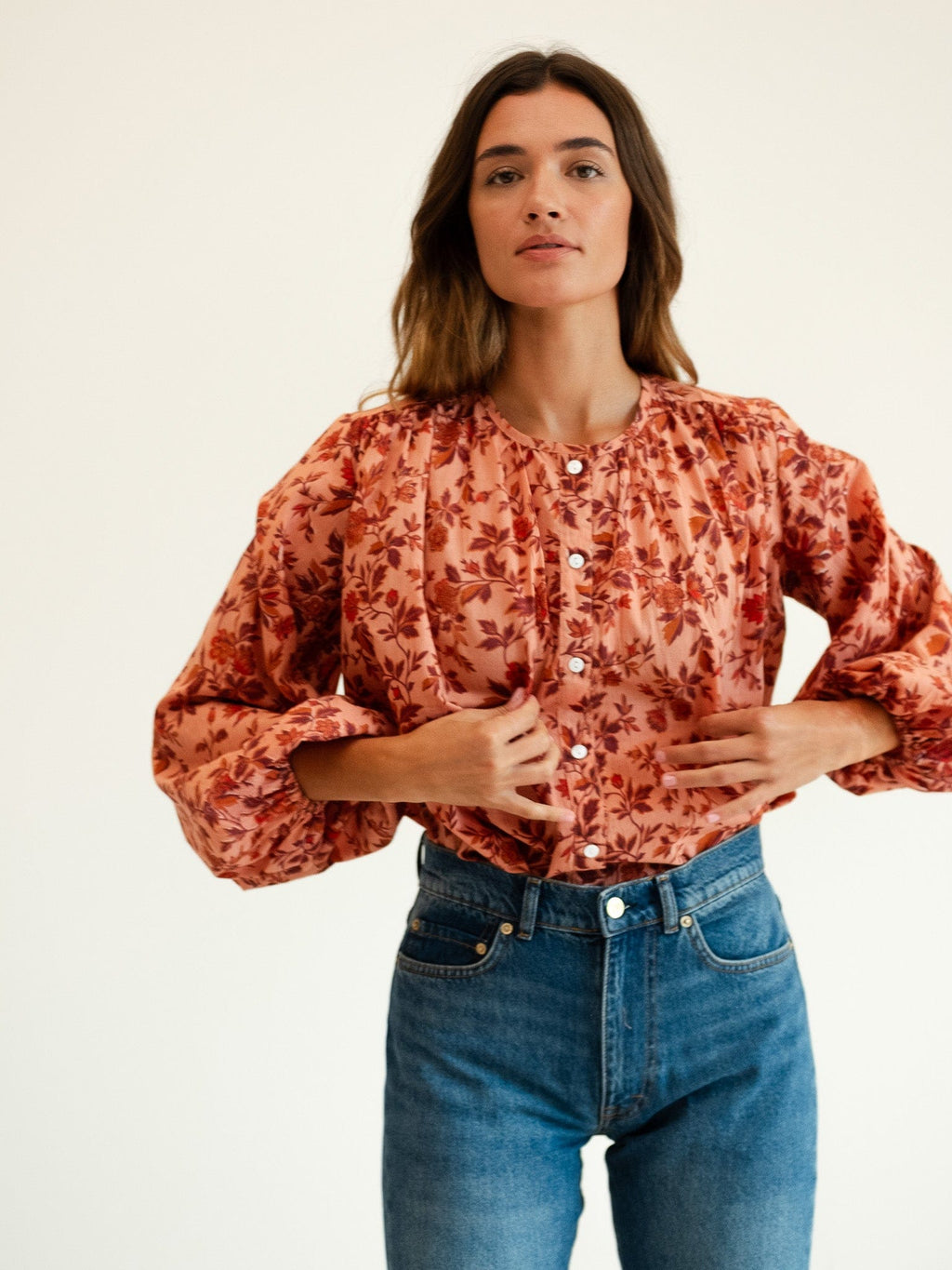Cecily Top in Peach Montmartre