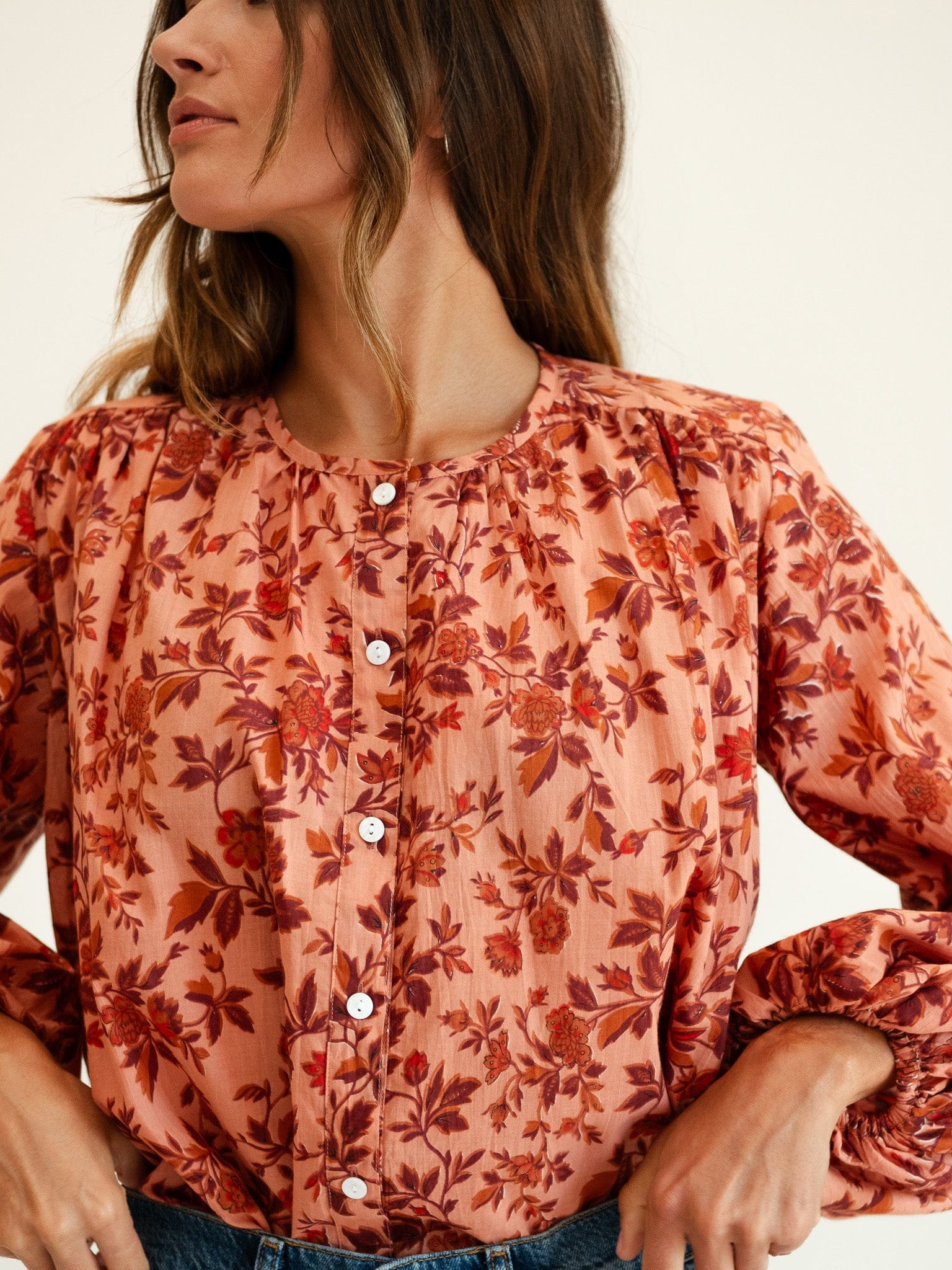 Cecily Top in Peach Montmartre