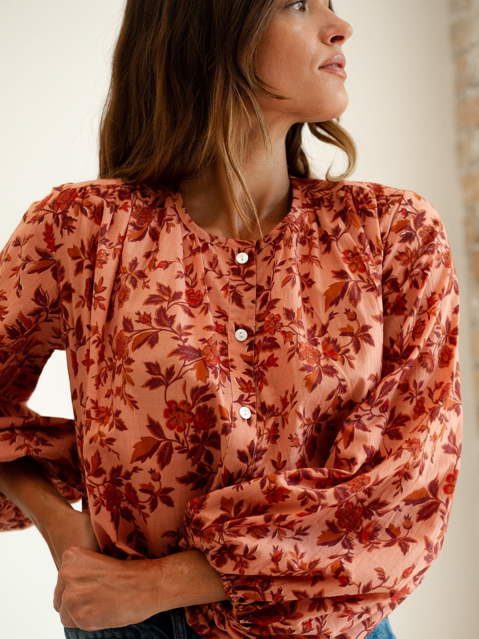 Cecily Top in Peach Montmartre