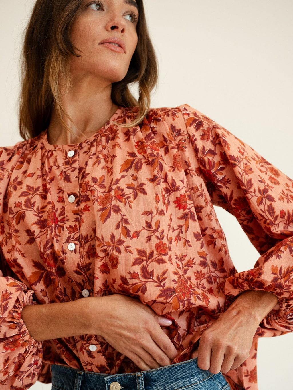 Cecily Top in Peach Montmartre