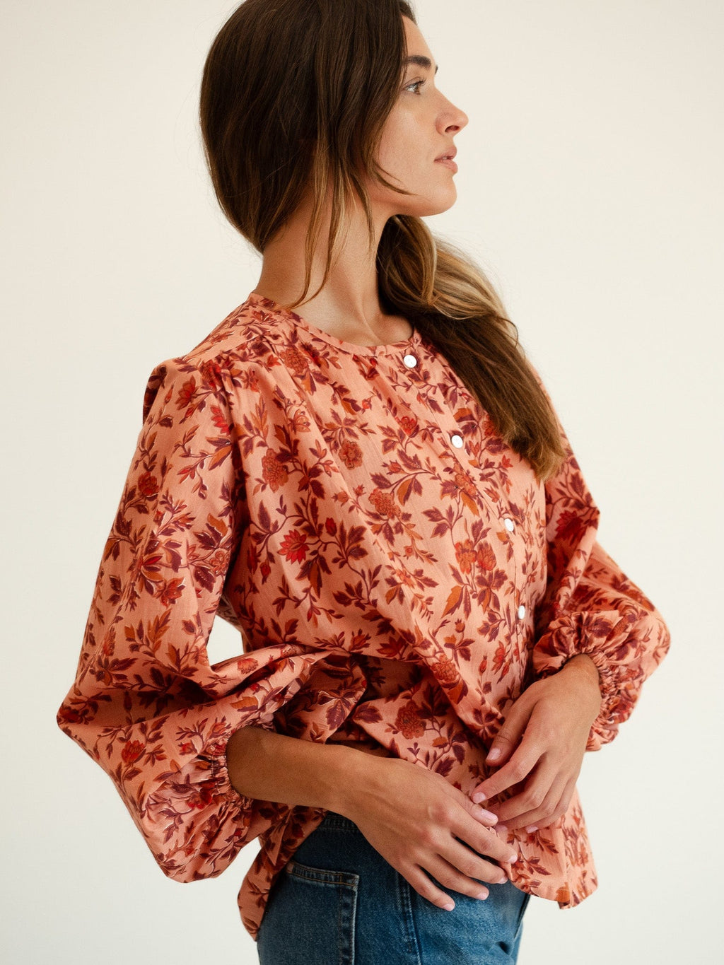 Cecily Top in Peach Montmartre