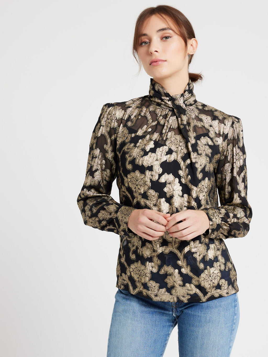 Charlotte Top in Metallic Jacquard
