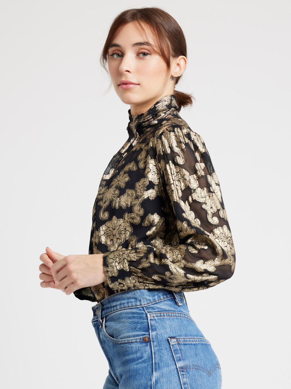 Charlotte Top in Metallic Jacquard