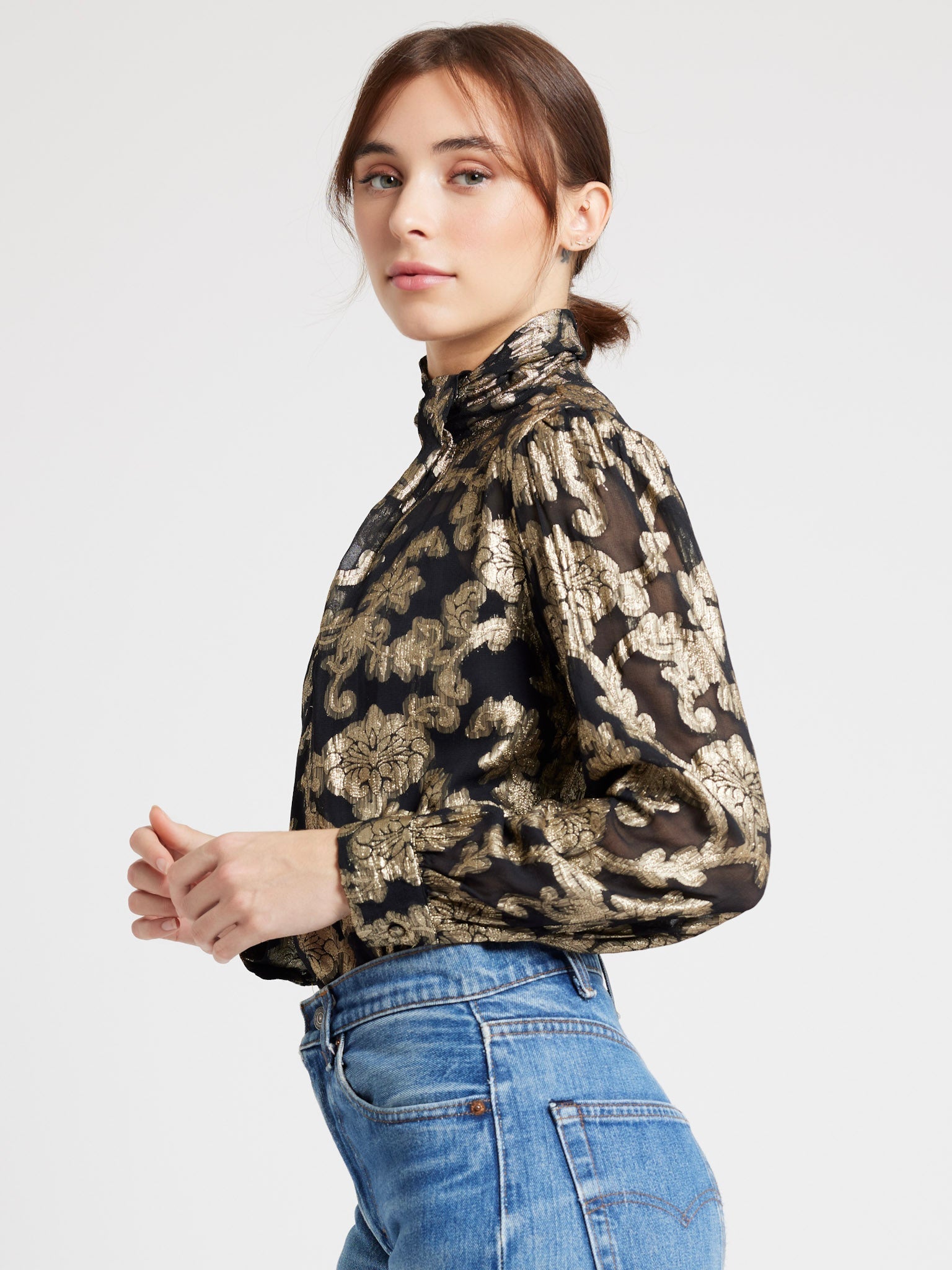Charlotte Top in Metallic Jacquard