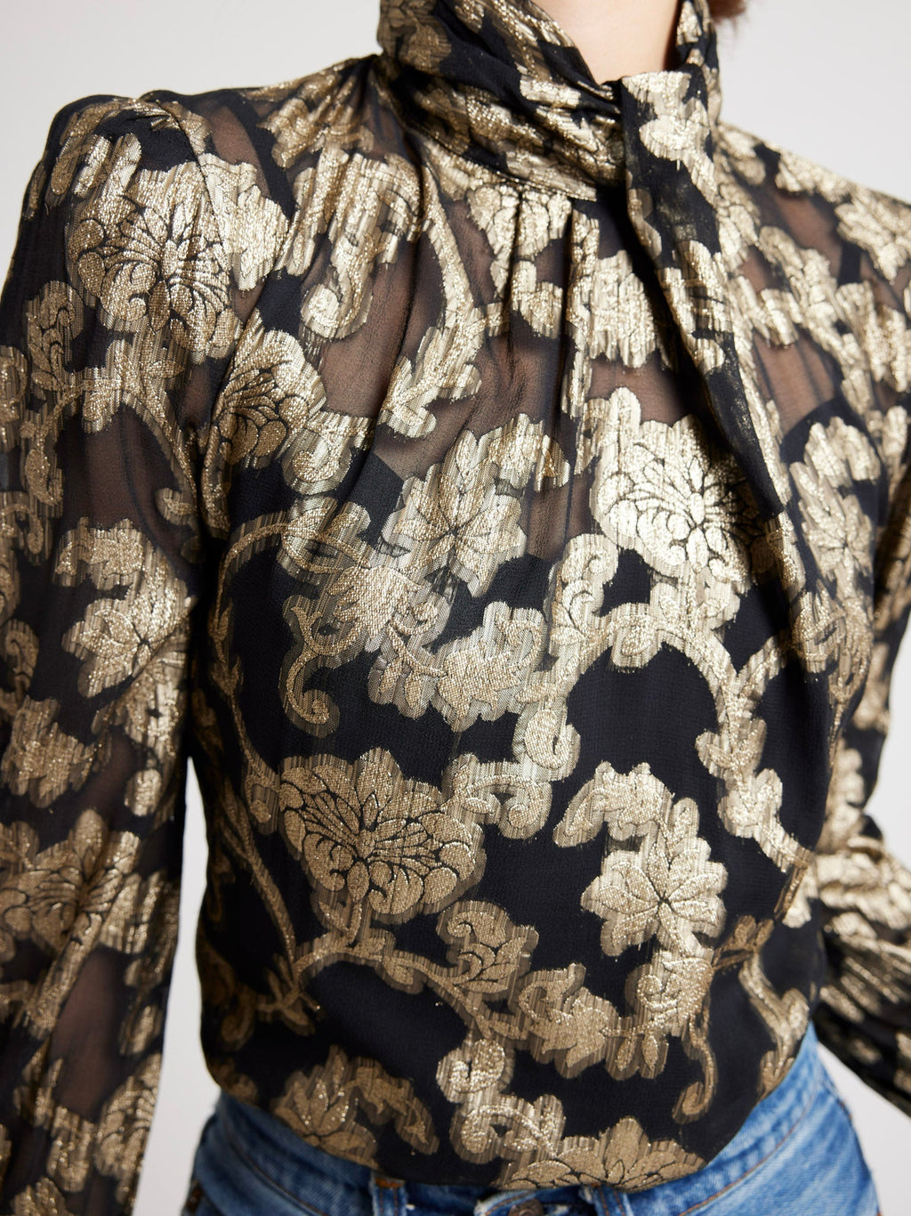 Charlotte Top in Metallic Jacquard