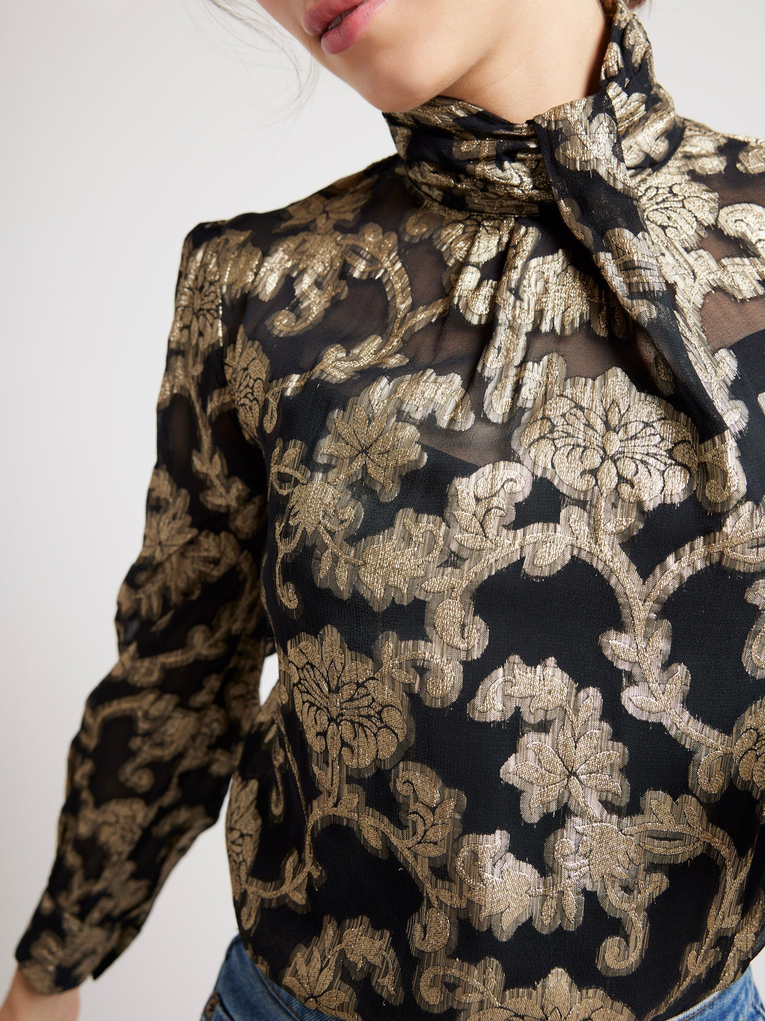 Charlotte Top in Metallic Jacquard