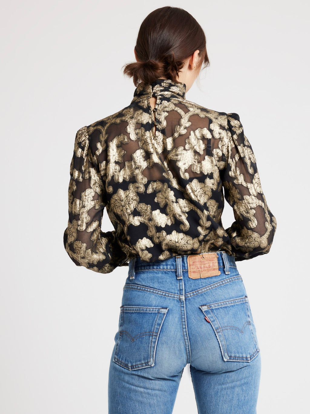 Charlotte Top in Metallic Jacquard