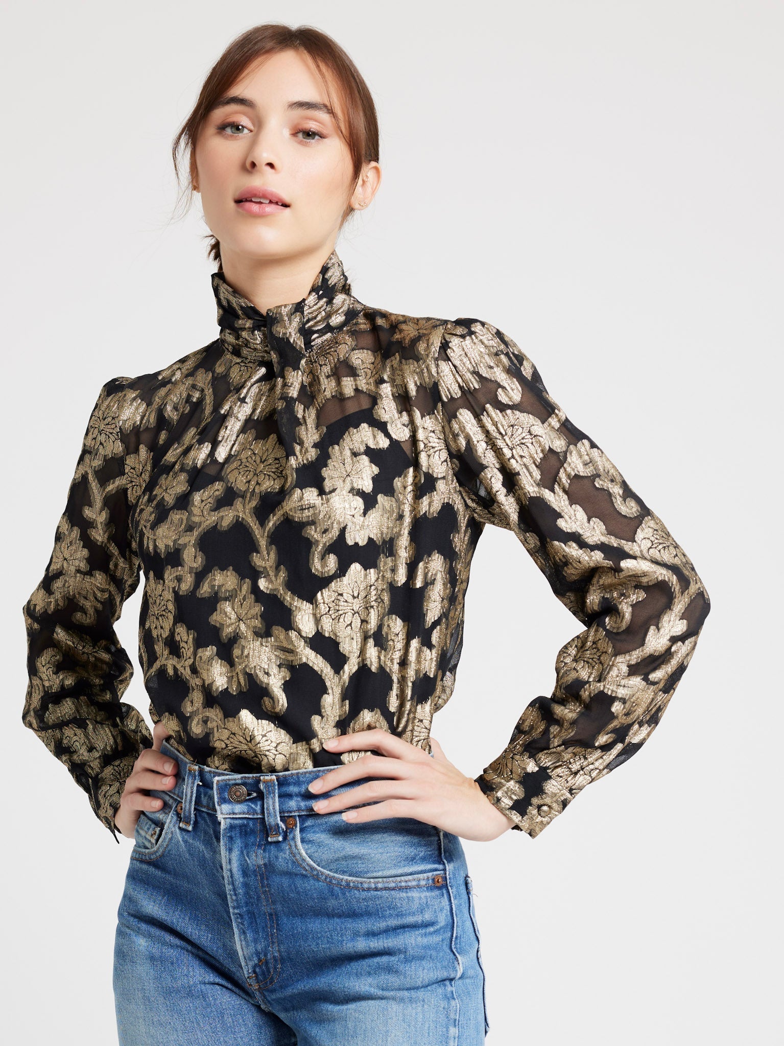Charlotte Top in Metallic Jacquard