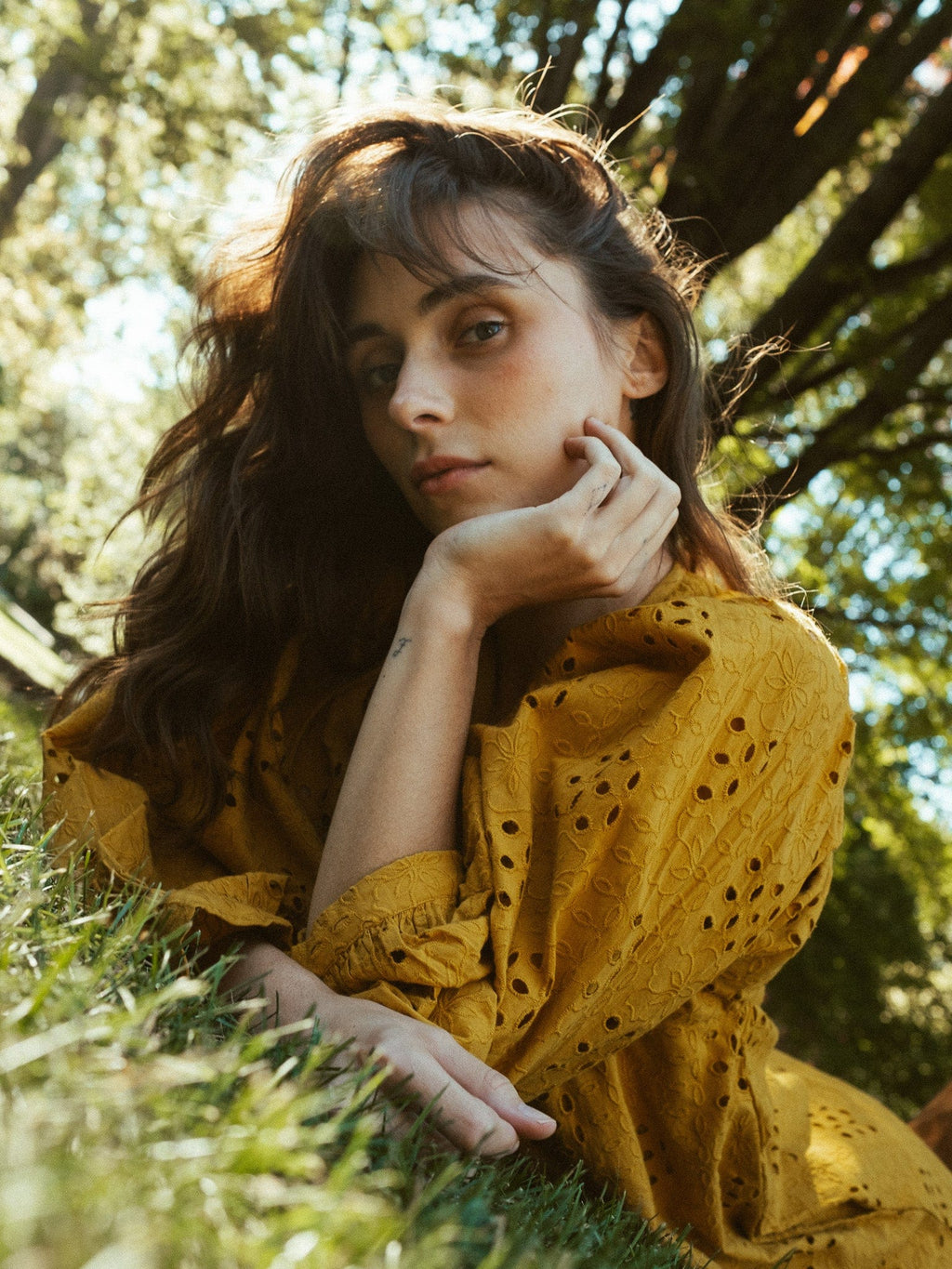 Daisy Dress in Marigold Eyelet