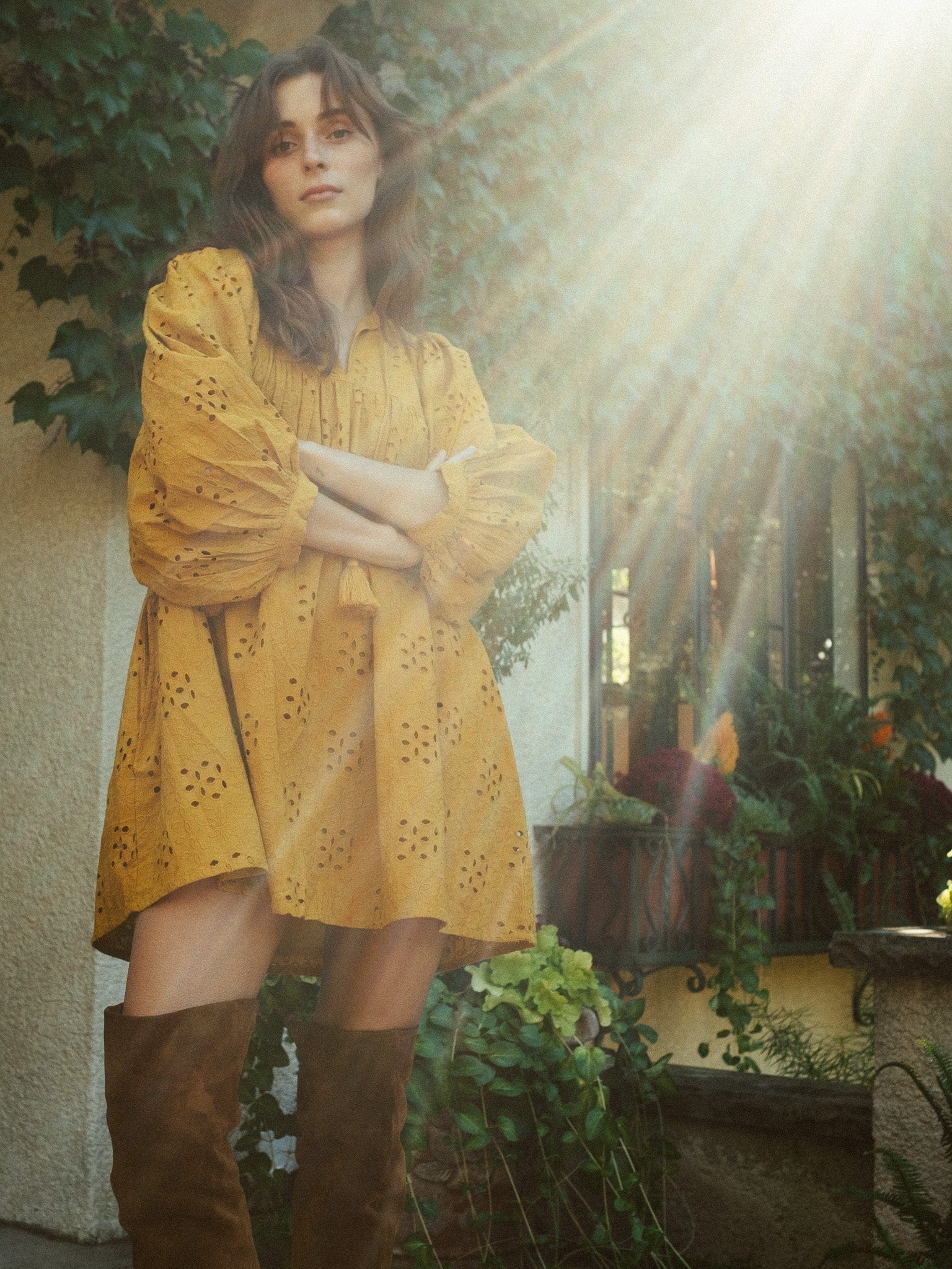 Daisy Dress in Marigold Eyelet