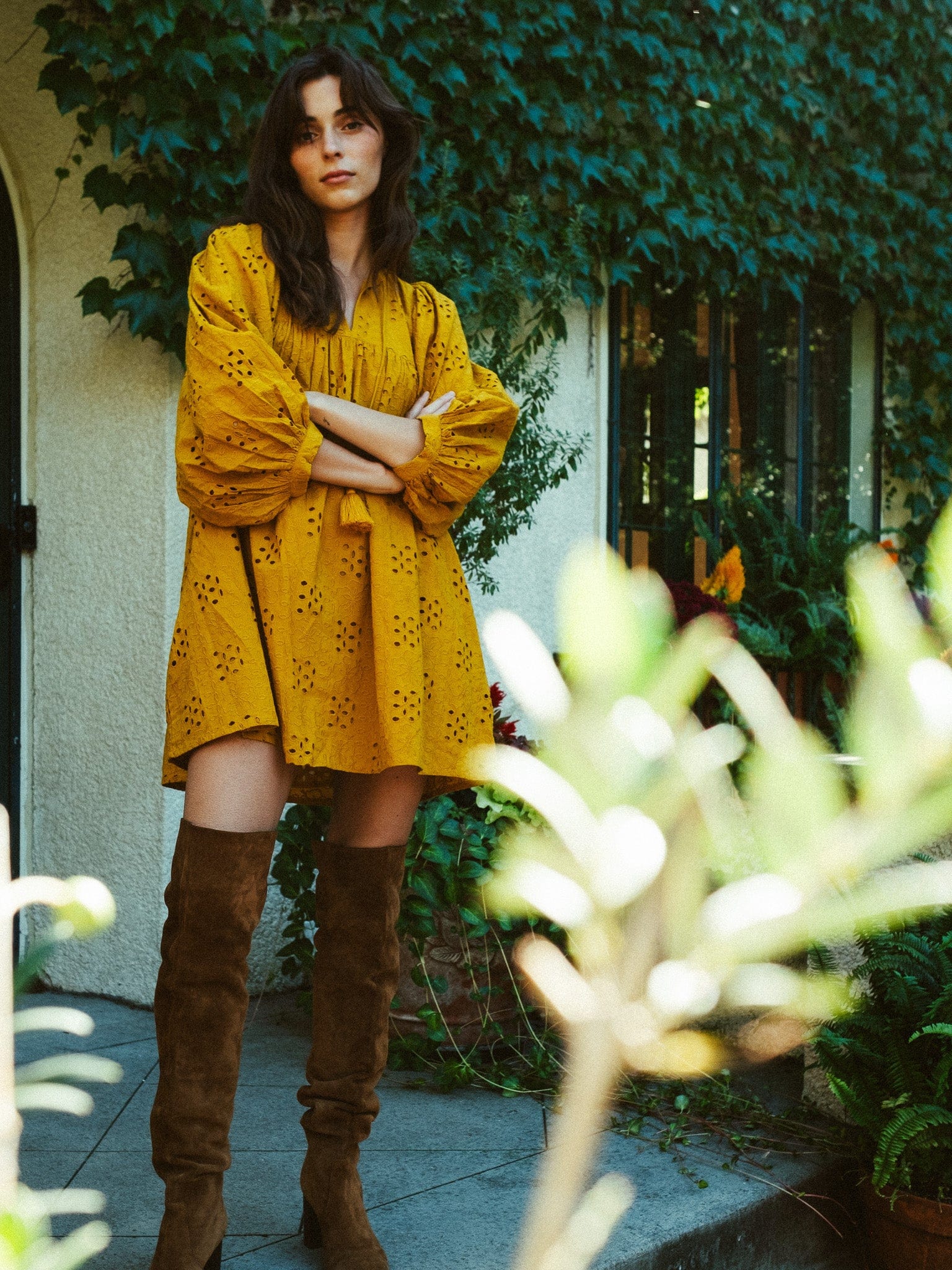 Daisy Dress in Marigold Eyelet