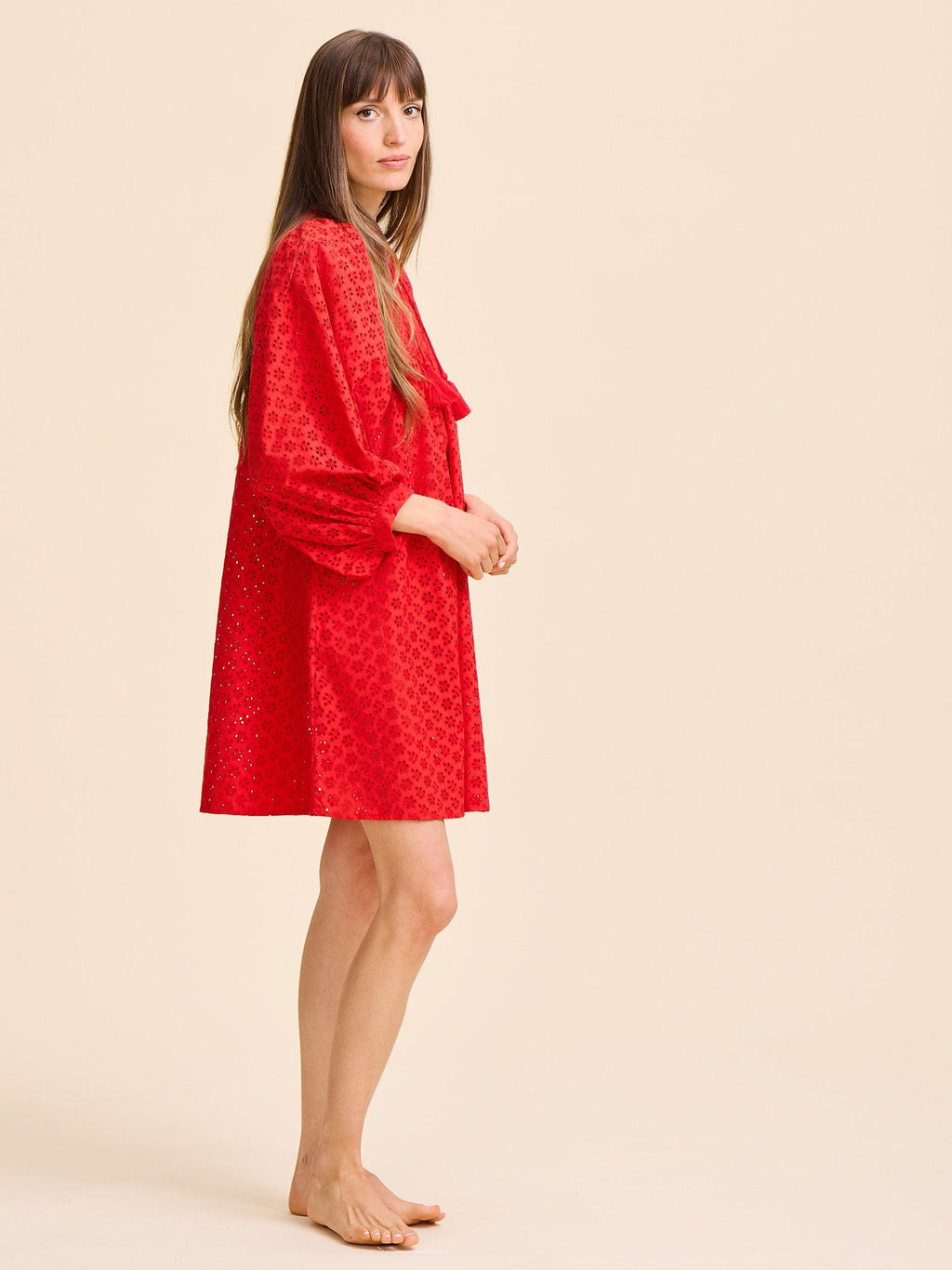 Daisy Dress in Scarlet Eyelet
