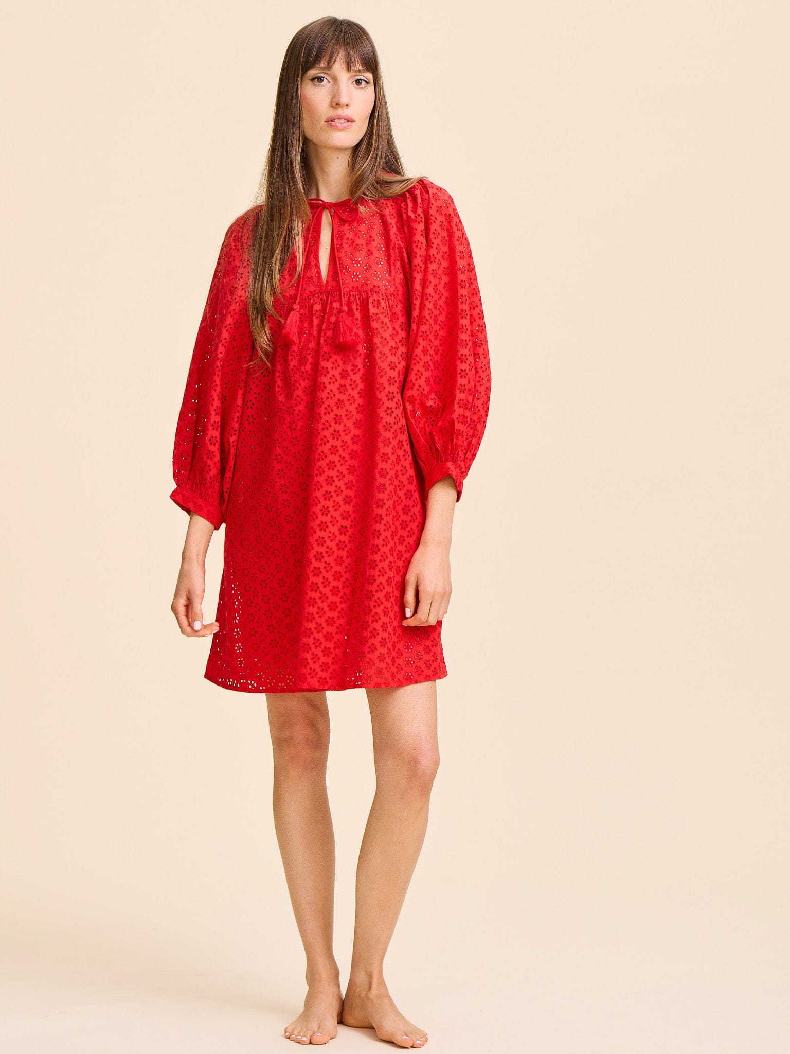 Daisy Dress in Scarlet Eyelet