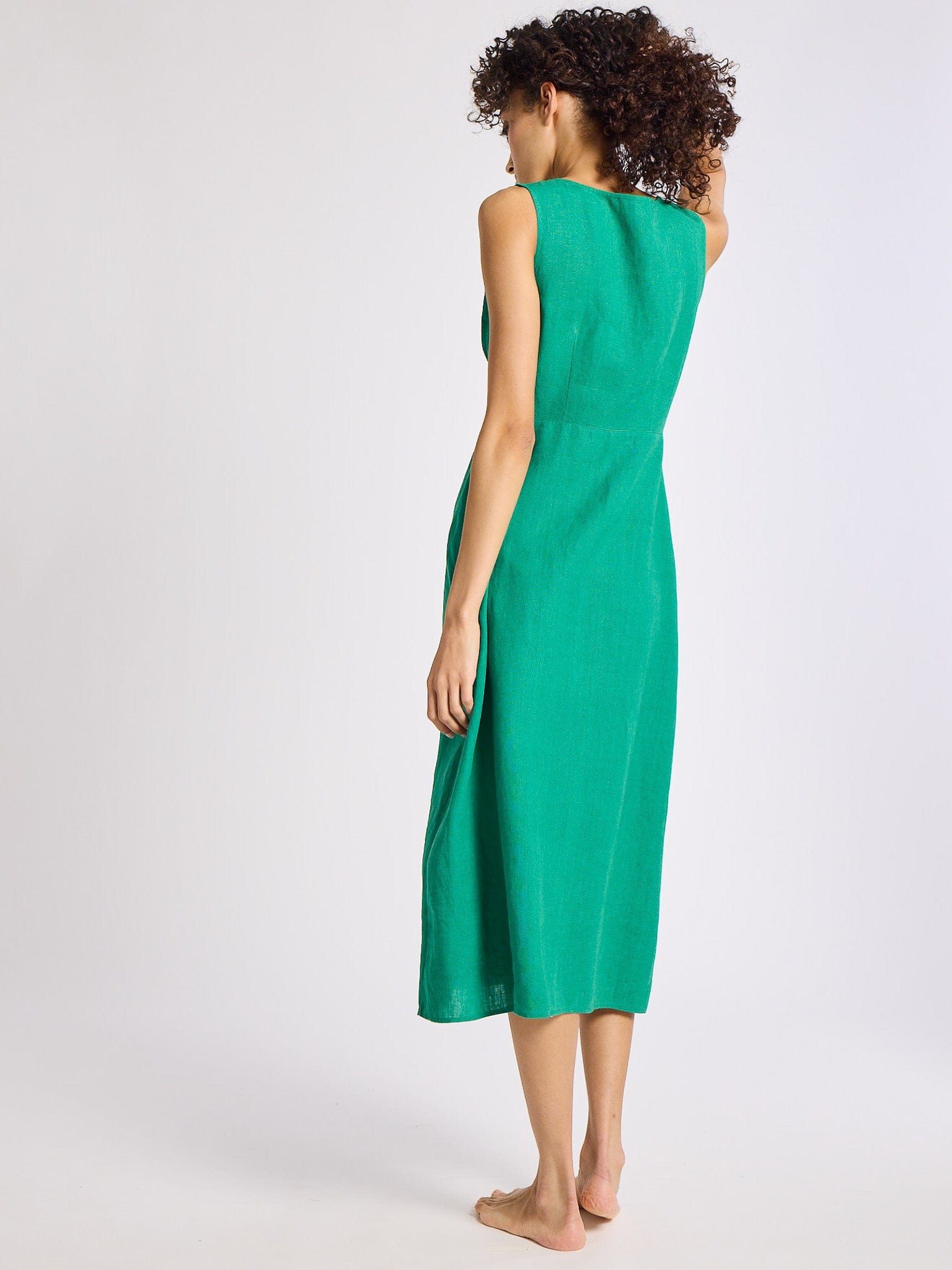 Effie Dress in Jade Linen