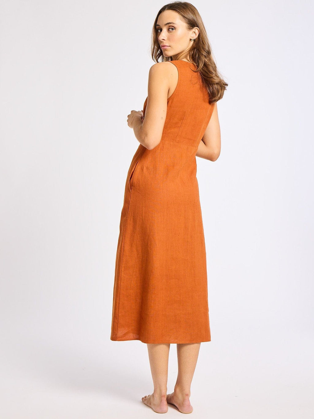 Effie Dress in Sepia Linen