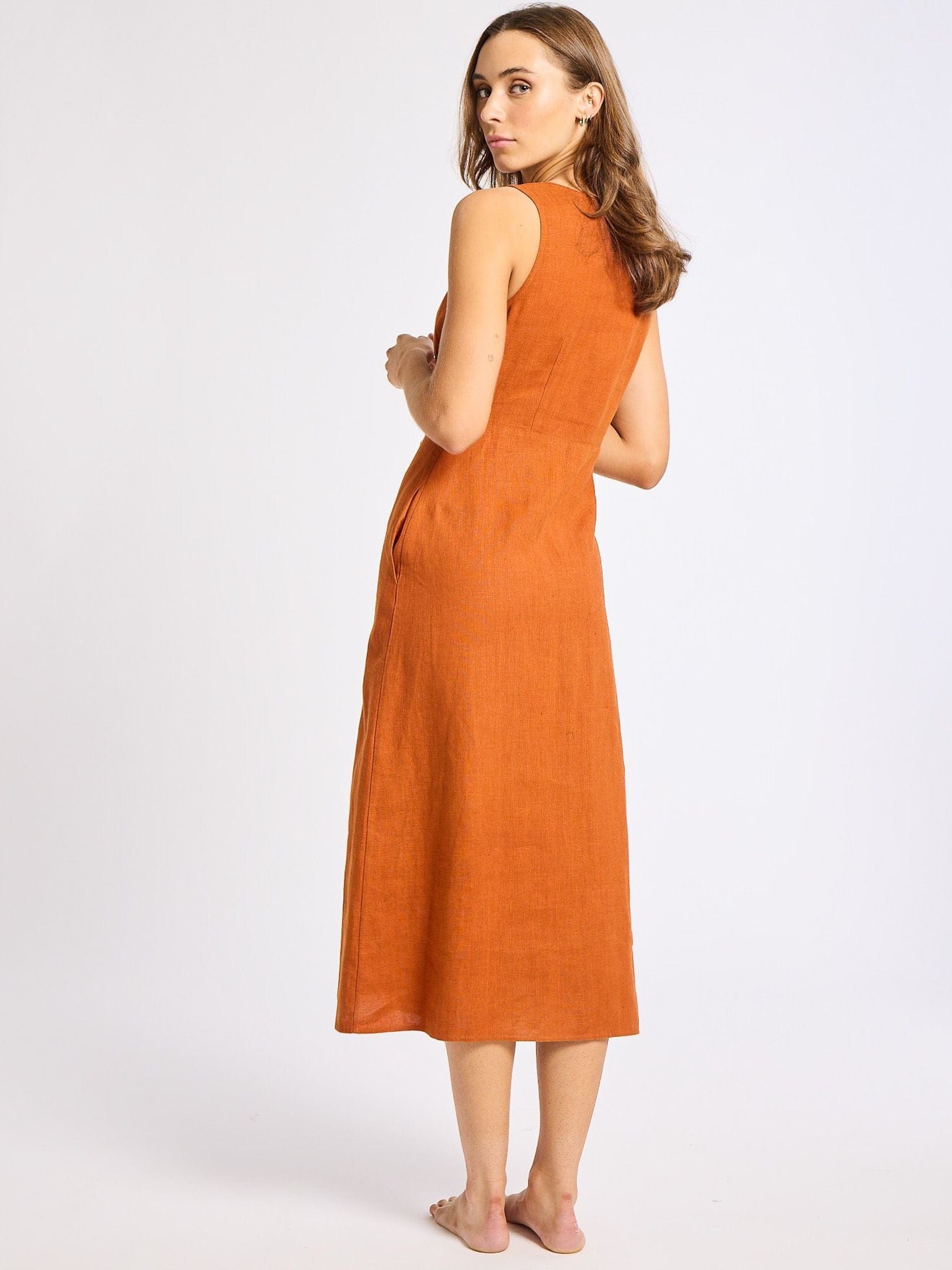 Effie Dress in Sepia Linen