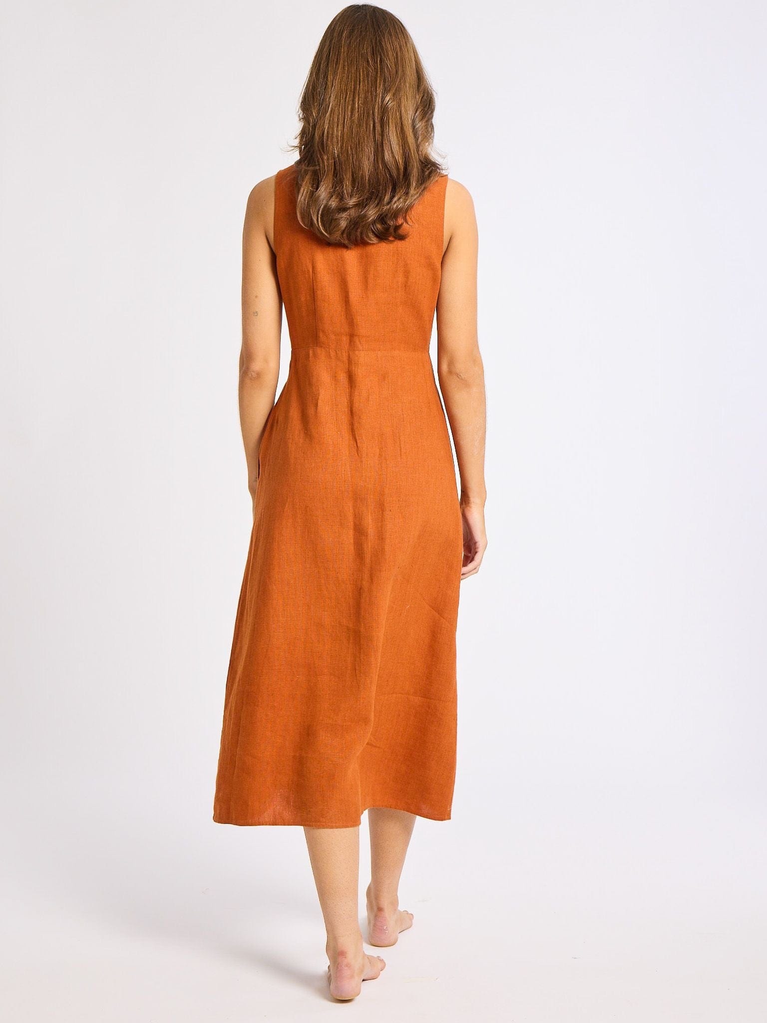 Effie Dress in Sepia Linen