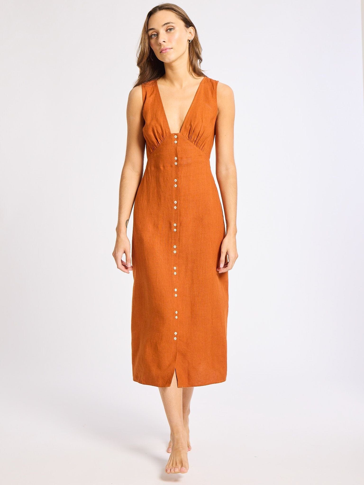 Effie Dress in Sepia Linen
