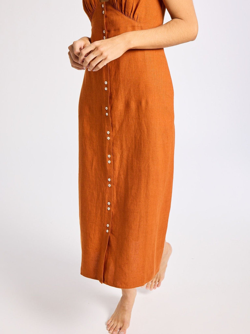 Effie Dress in Sepia Linen