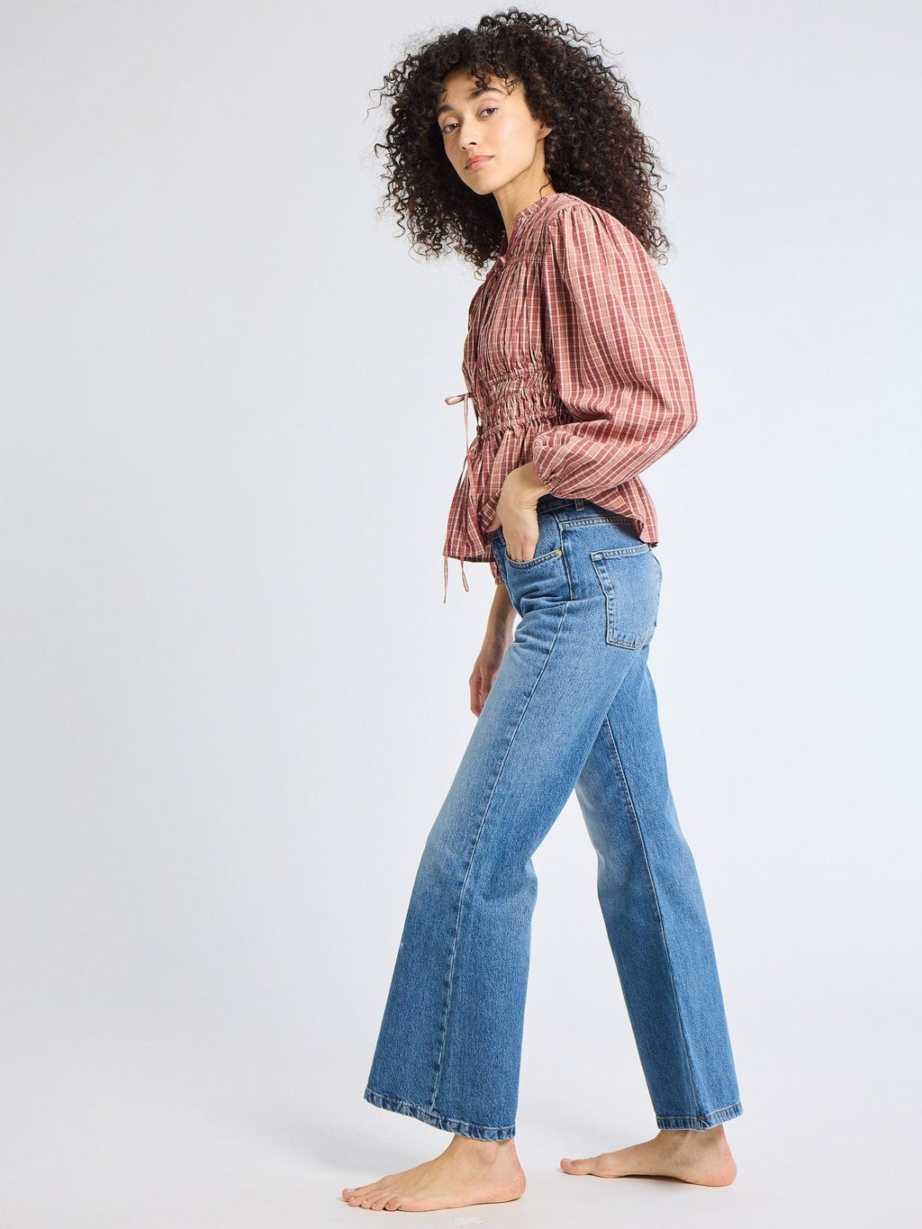 Ella Top in Rose Plaid
