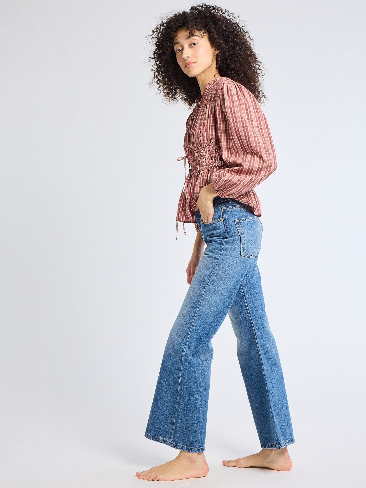 Ella Top in Rose Plaid