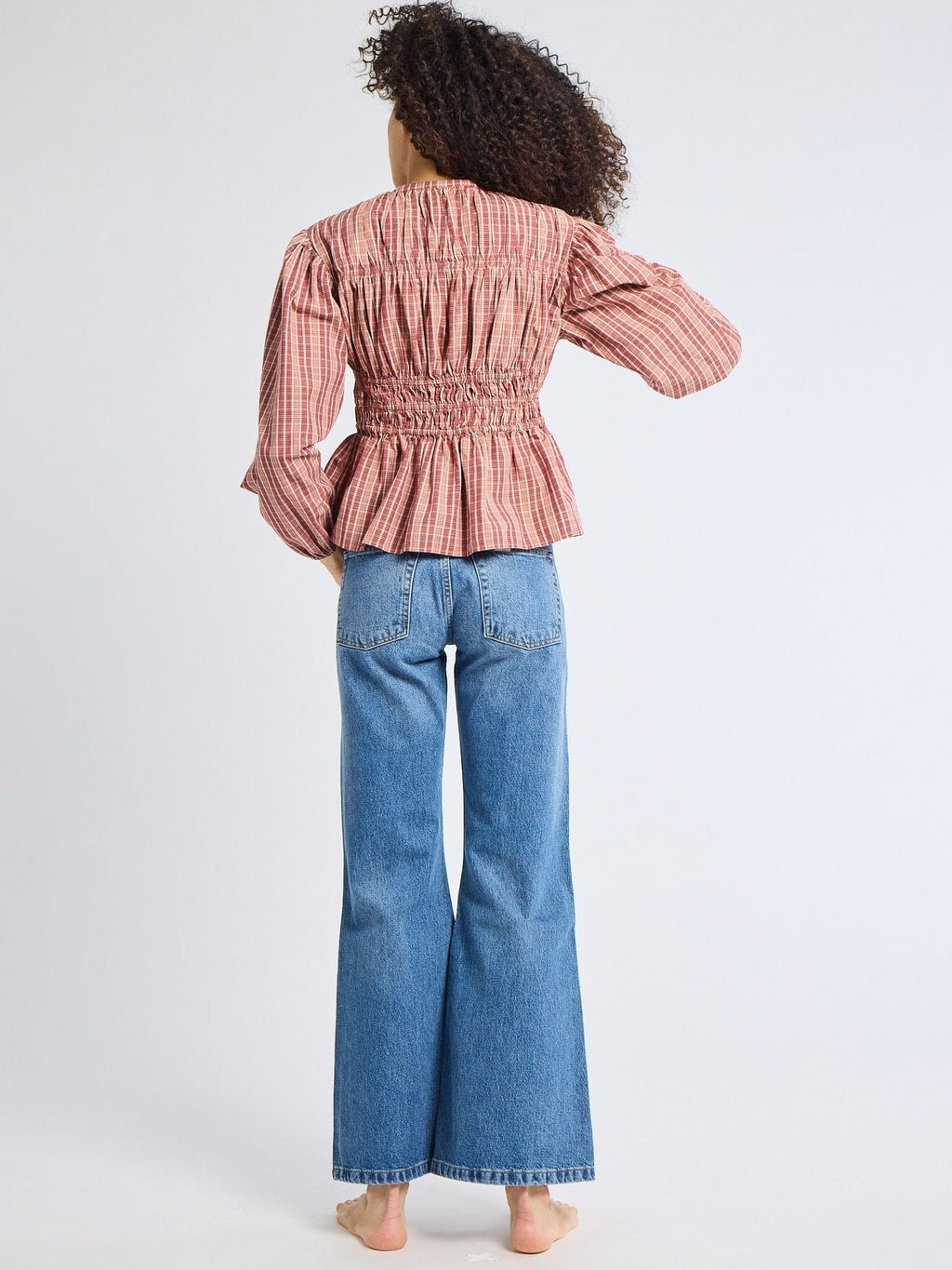 Ella Top in Rose Plaid