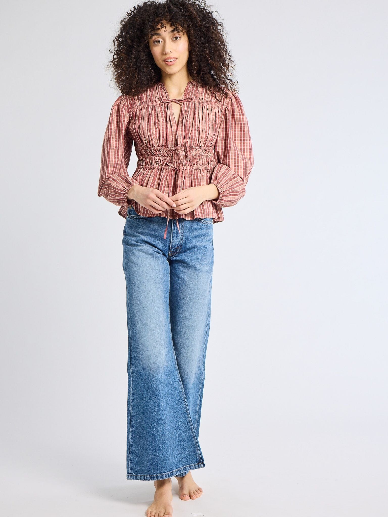Ella Top in Rose Plaid