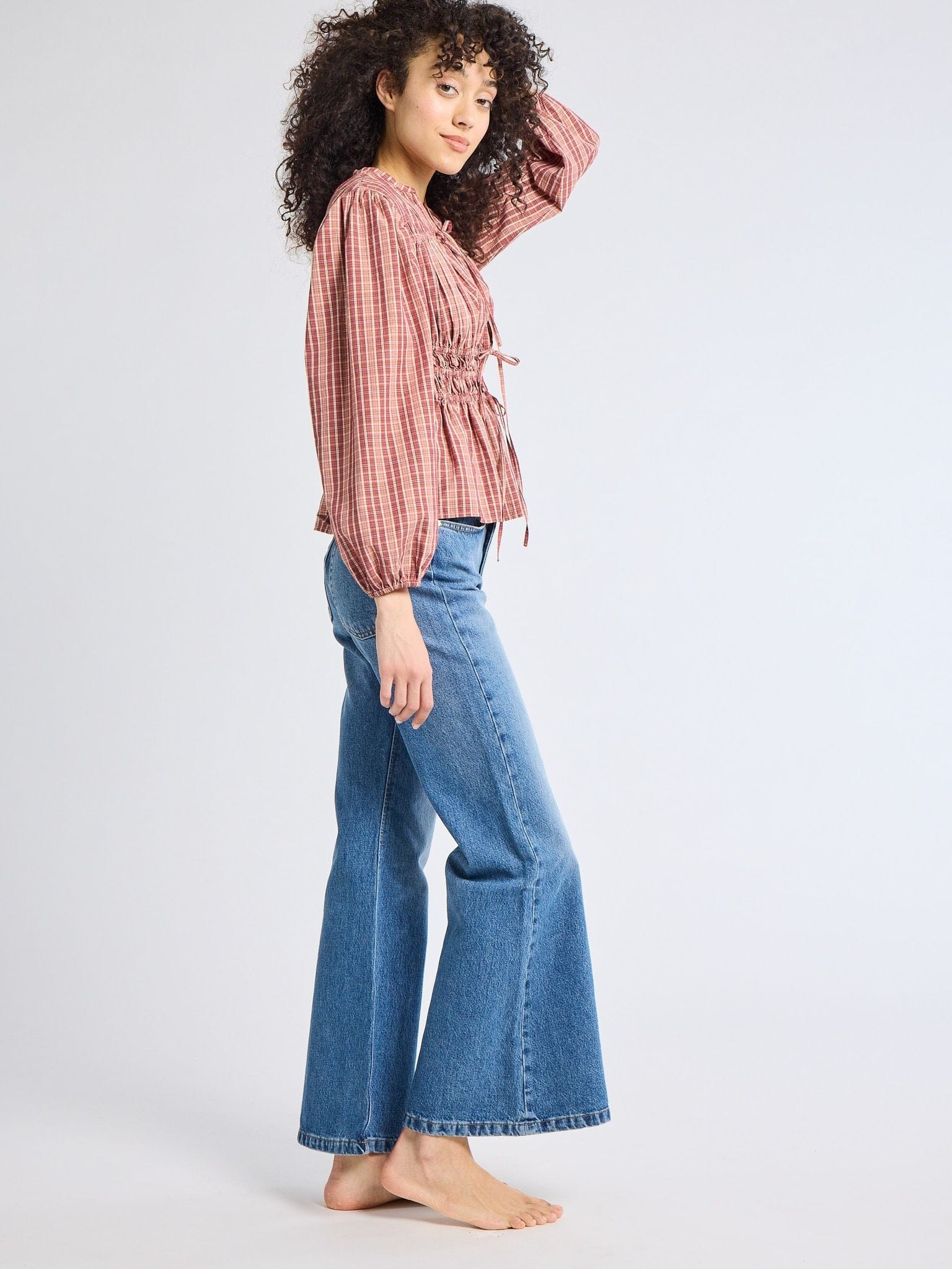 Ella Top in Rose Plaid