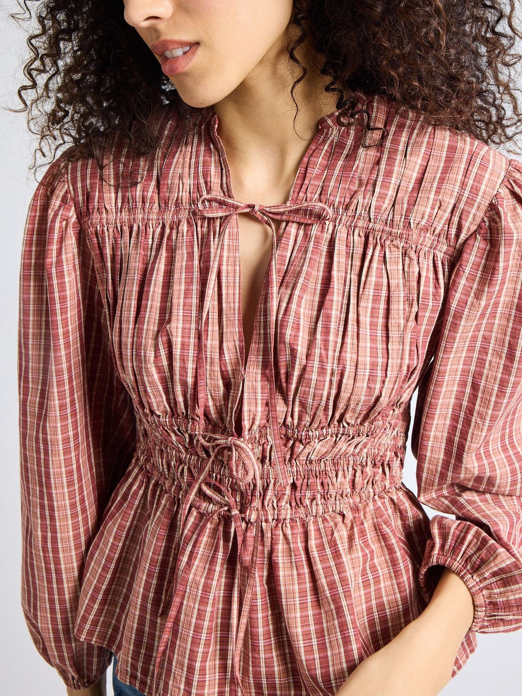 Ella Top in Rose Plaid