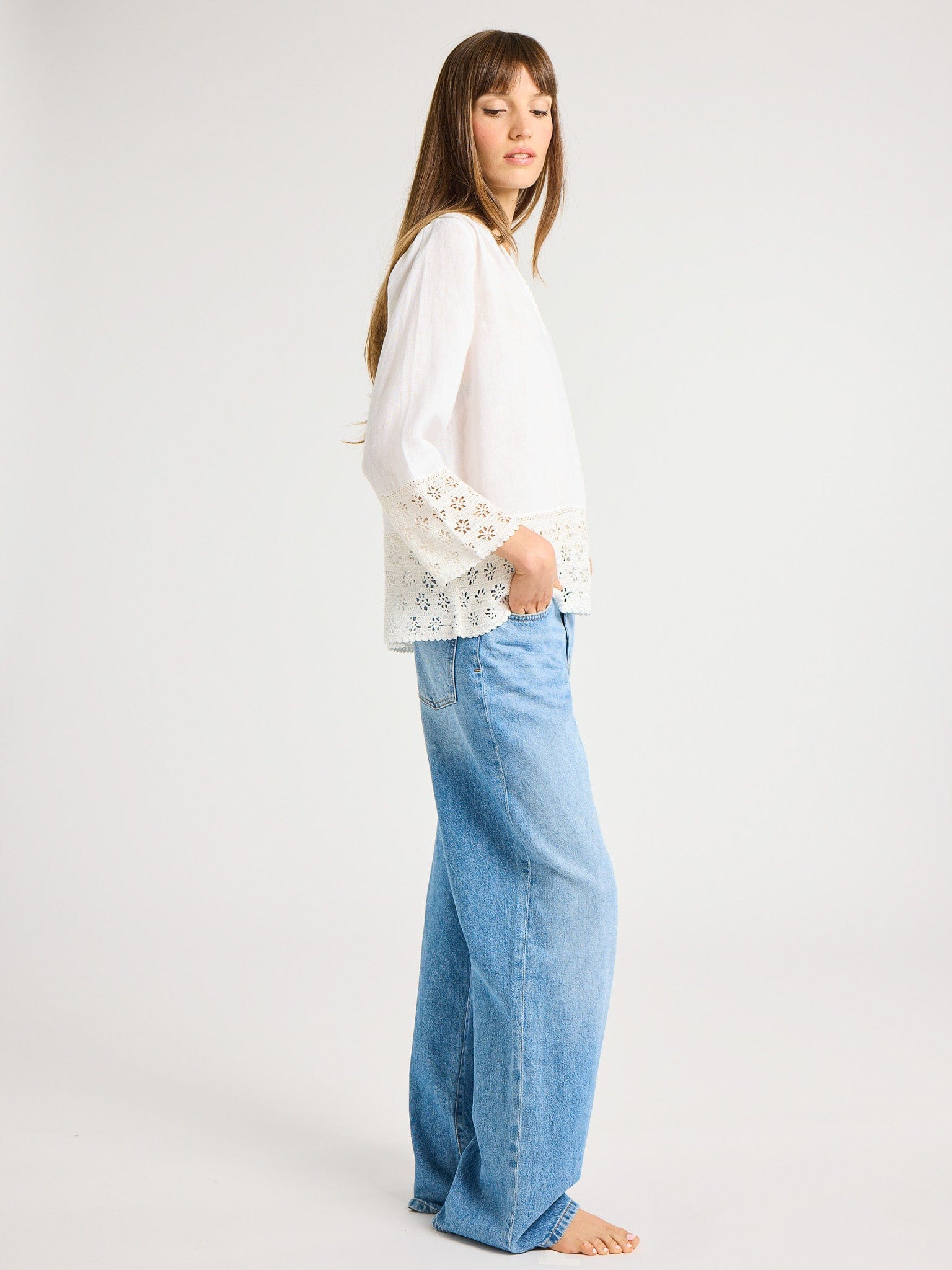 Elsie Top in White Linen