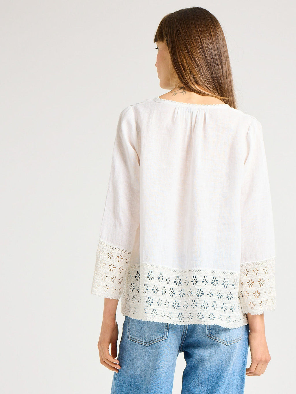 Elsie Top in White Linen