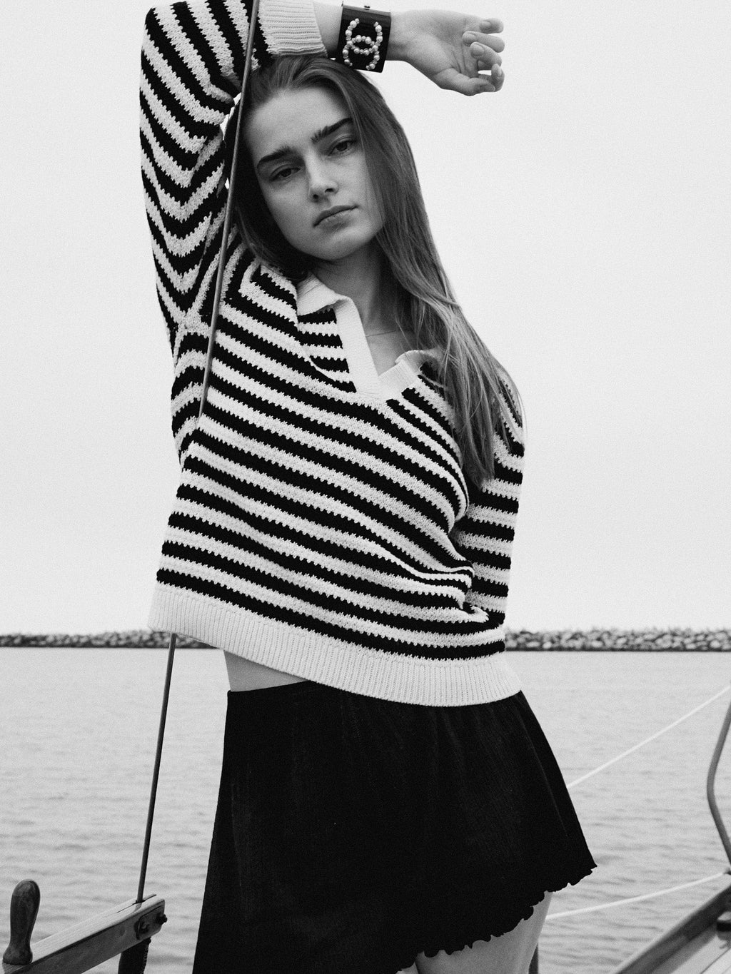 Flora Henley in Black Stripe