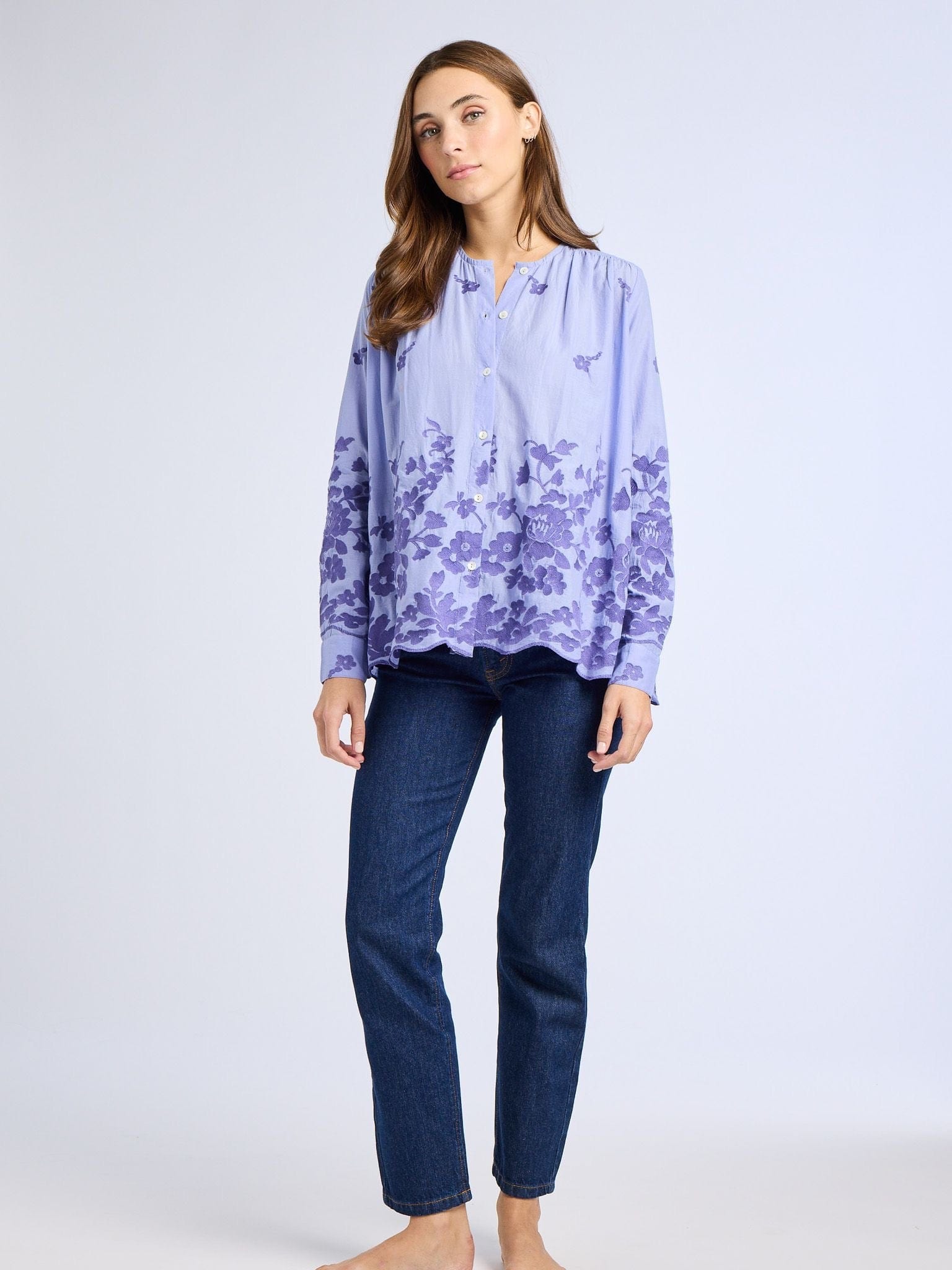 Florian Top in Periwinkle Embroidery