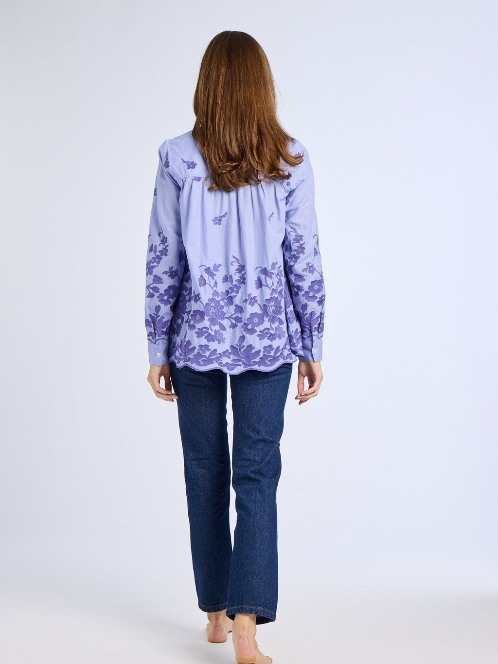 Florian Top in Periwinkle Embroidery