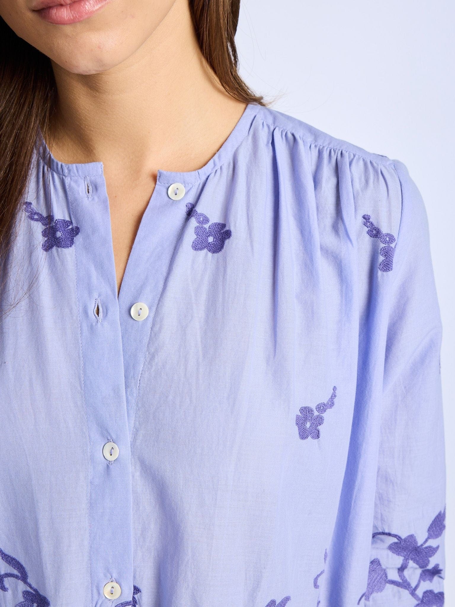 Florian Top in Periwinkle Embroidery