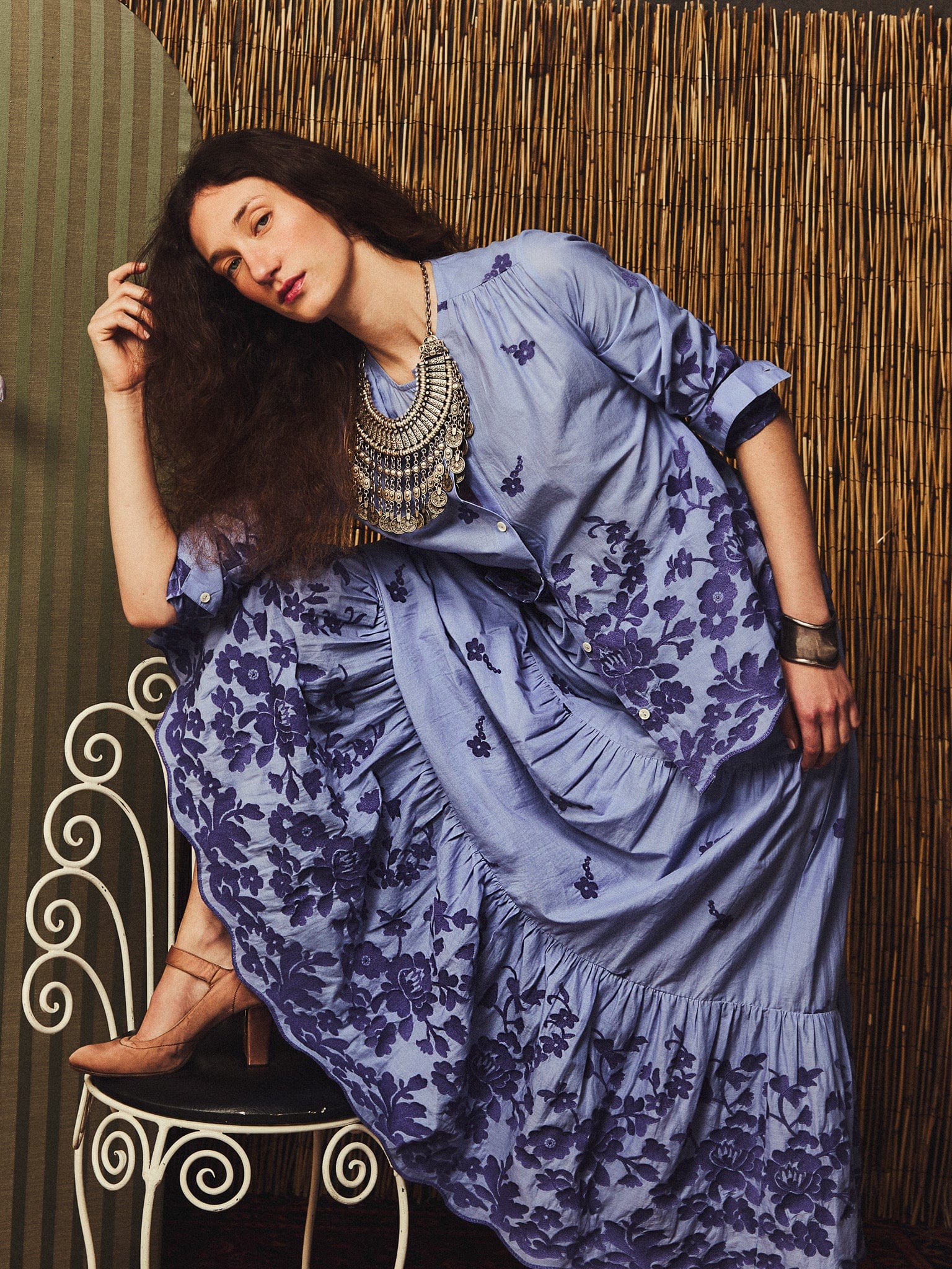 Paola Skirt in Periwinkle Embroidery