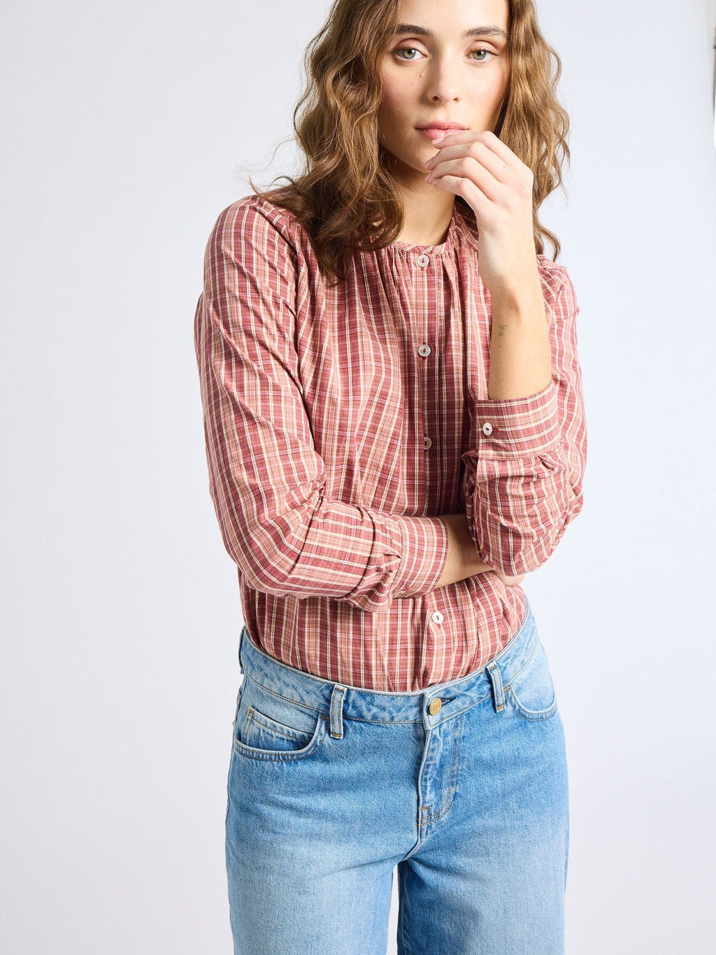 Florian Top in Rose Plaid