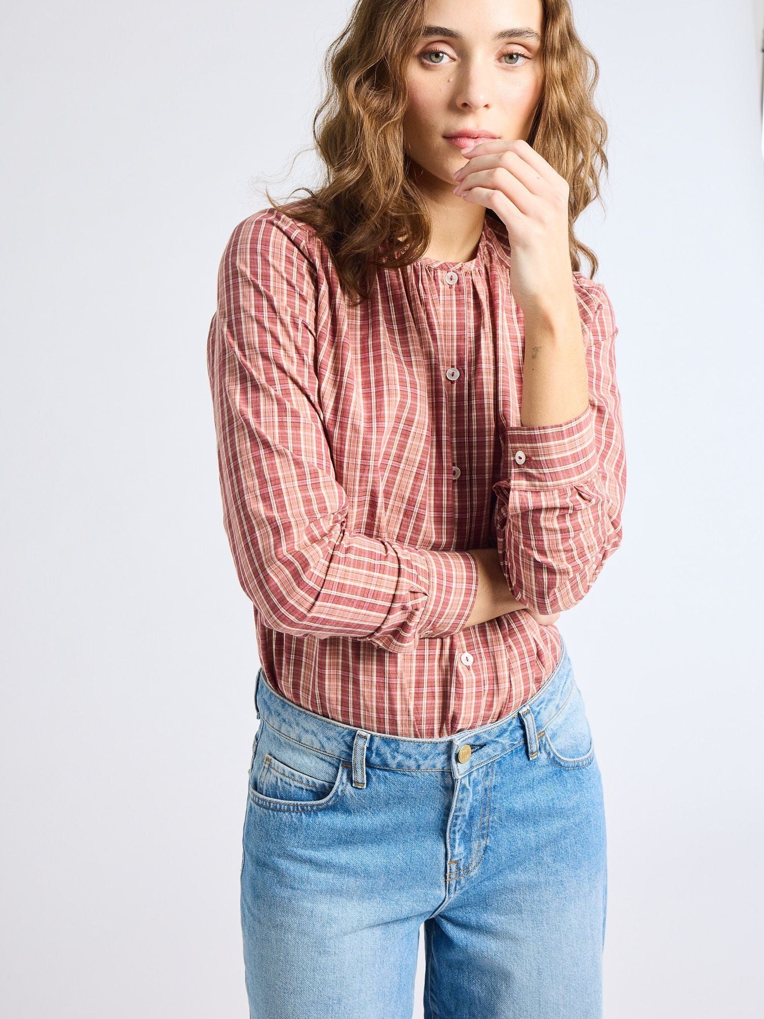 Florian Top in Rose Plaid