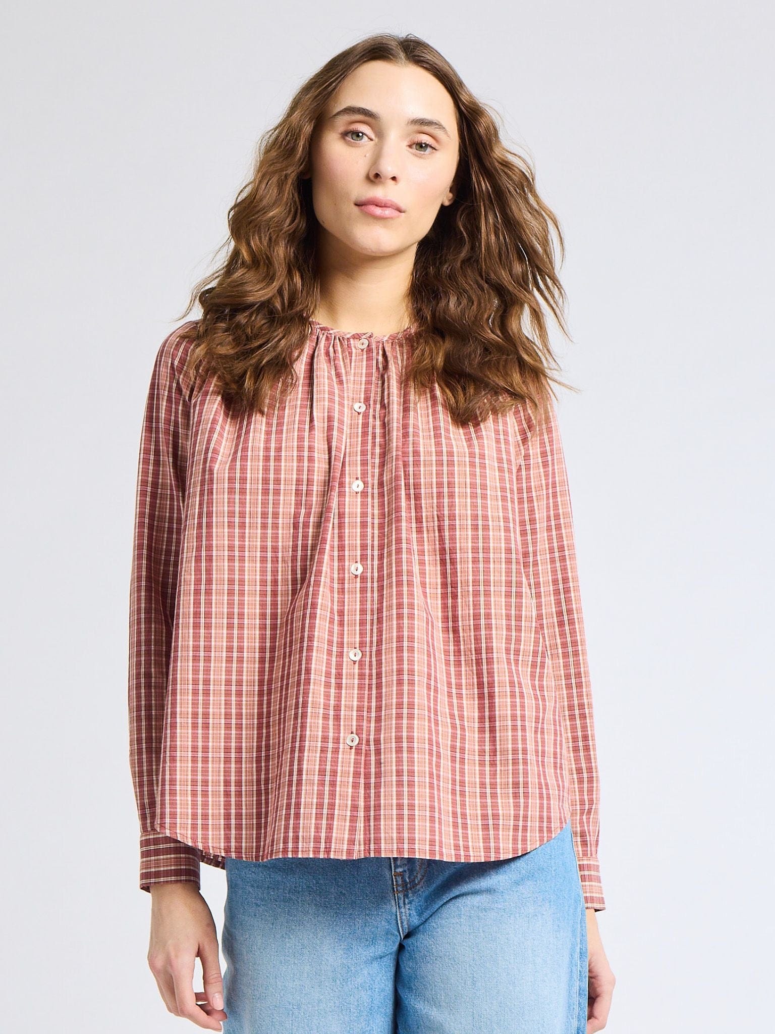 Florian Top in Rose Plaid