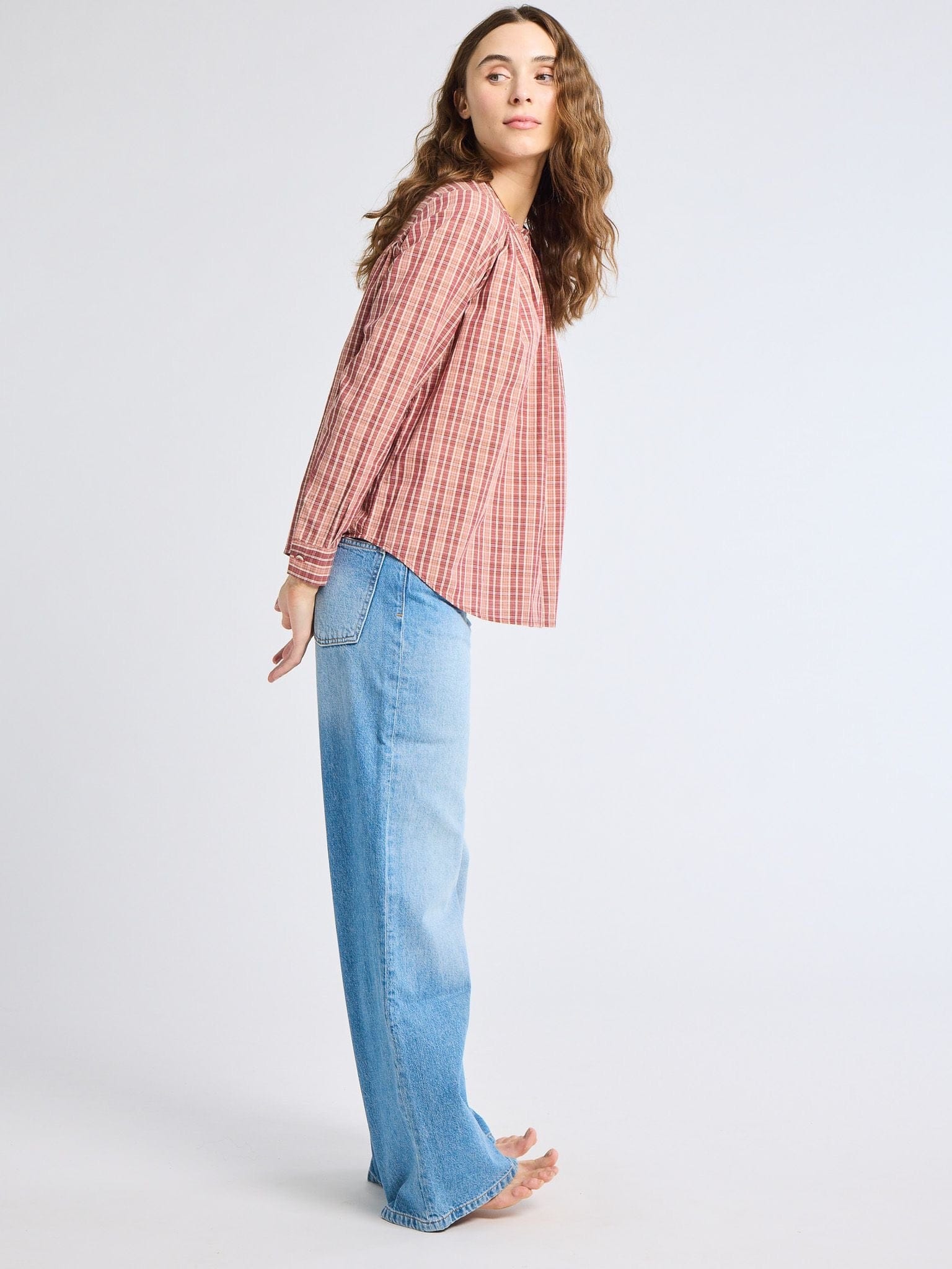 Florian Top in Rose Plaid