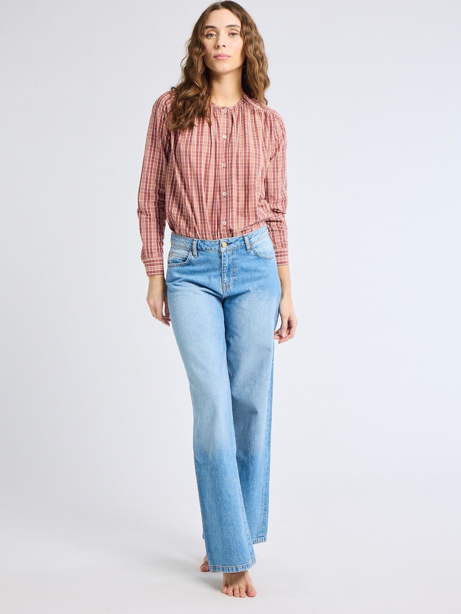Florian Top in Rose Plaid